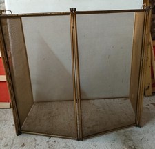 Pare feu étincelles cheminée âtre 4 pans rétro vintage laiton L.132 cm H.0,60 cm