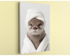 Baby Otter Canvas Funny Bathrobe Animal Print Nursery Wall Art Decor