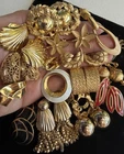 15 pair Earrings gold tone TRIFARI MONET NAPIER Vintage Jewelry Lot All Signed