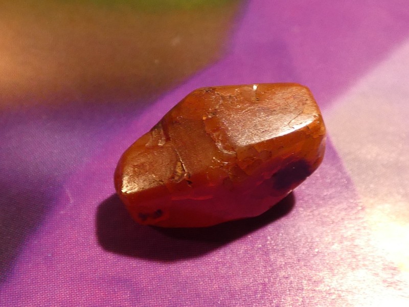 ANCIENT INDOTIBETAN BURMESE PATINIZED 8 SIDED FACETED ORANGE AGATE BEAD 14-7.6MM