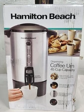 Hamilton Beach 45 Cup Coffee Urn With One-Handed Dispensing Stainless Steel New