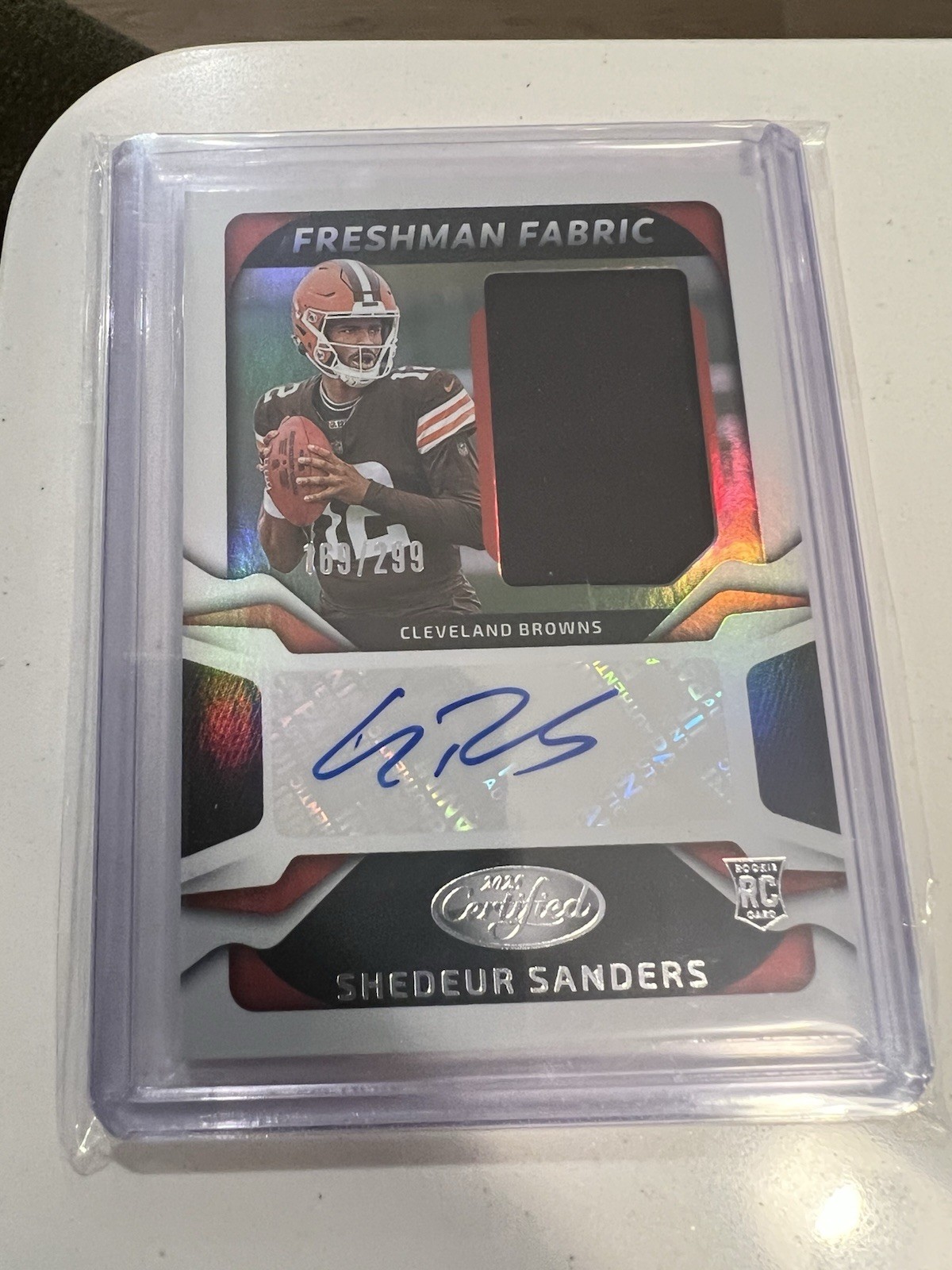 2025 PANINI CERTIFIED SHEDEUR SANDERS FRESHMAN FABRIC ROOKIE AUTO RC RPA /299