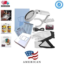 Sports Card Grading Kit Centering Tool, LED Magnifying Table Lamp for Handsfr...