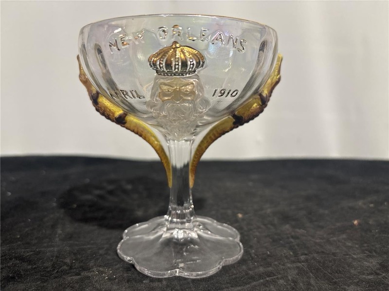 1910 Shriners Convention Glass New Orleans Pittsburgh Alligators Iridescent