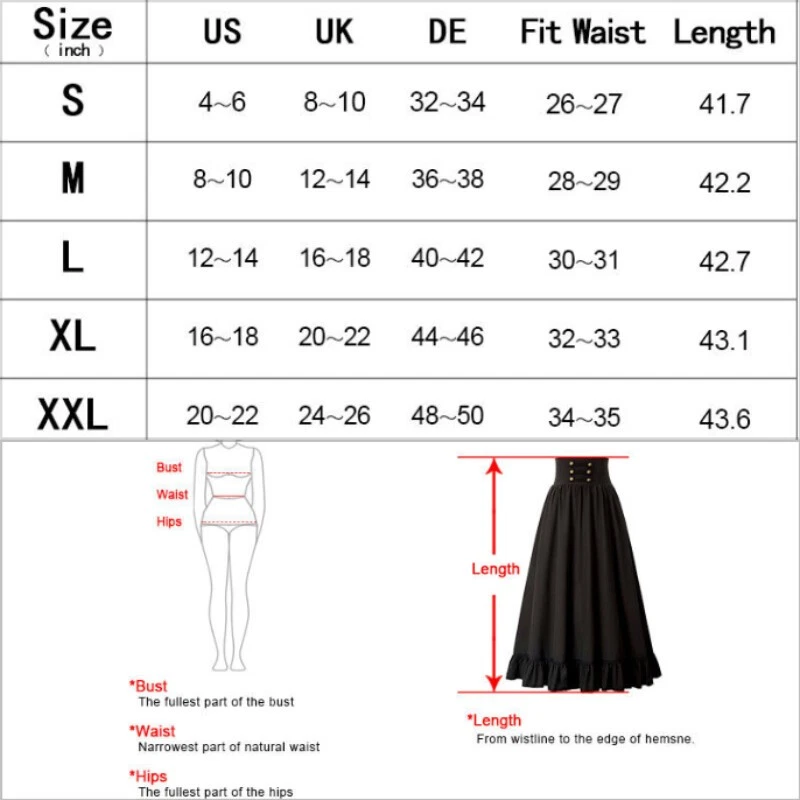 Леди ретро готический викторианской юбки Midi стимпанк молнии трапециевидная оборка юбка вечеринки - Изображение 2 из 4