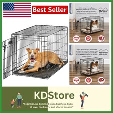 Secure 36-Inch Dog Crate for Medium-Large Breeds with Divider  Leak-Proof Tray