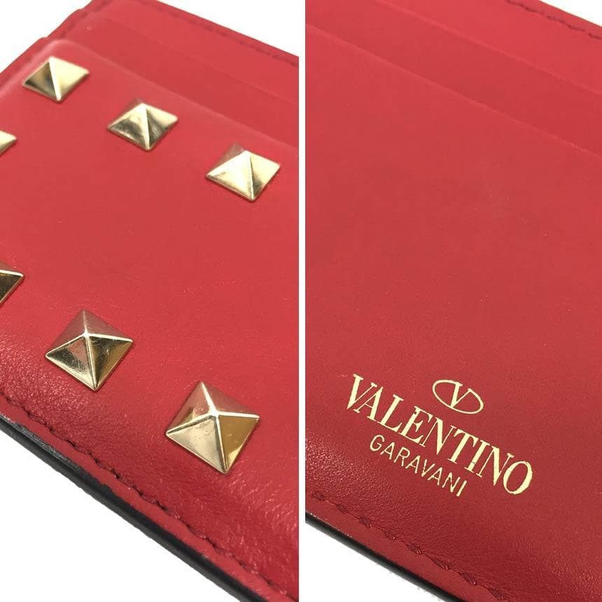 Valentino Garavani Rockstud Leather Card Case Red thumbnail 3