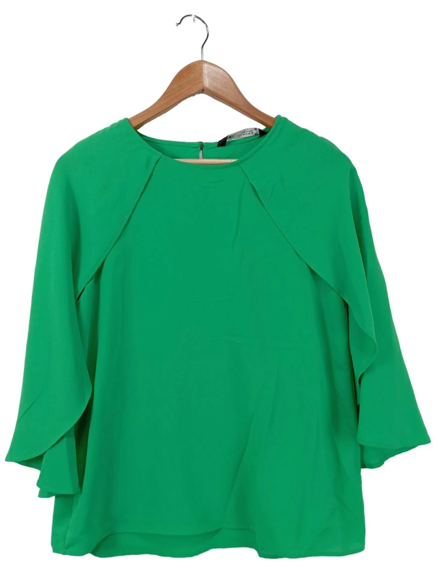 Haut Transparent Vert Zara Taille L – Style Chemisier Blogger, Occasion Bon état