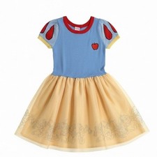 Disney Princess Snow White Girls Knit Tulle Dress Blue Yellow Seven Dwarfs L