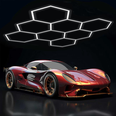 8x LED Hexagon lampe 280W 6500K Kaltweiß DeckenLampe Leuchte Garage Beleuchtung