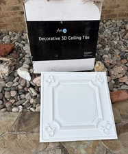 Art3d Drop Ceiling Tiles 24x24 in White 11-Pack Wainscoting Panels Glue Up 2x2