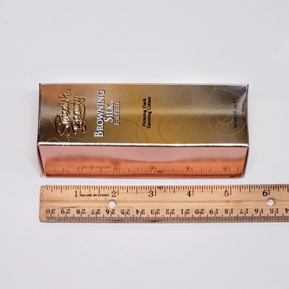 Loción facial reafirmante bronceadora seda marrón sueca de belleza rara difícil de encontrar 3 oz nueva antigua Foto 3 de 3