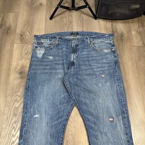 Polo Ralph Lauren Varick Slim Straight Distressed Jeans Light Wash Men's 40x32 - Picture 3 of 7