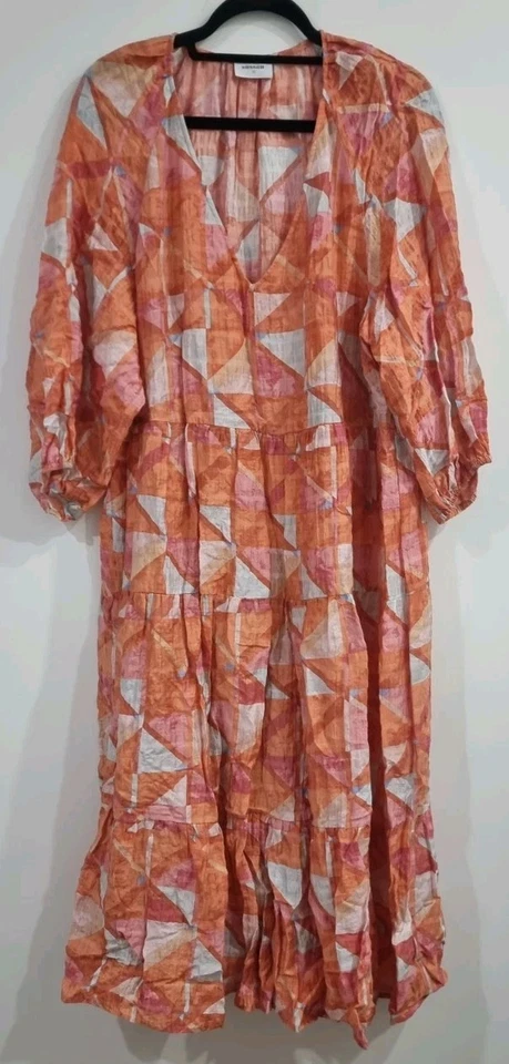 Sussan Tiered Midi Orange Tones Dress Size 18