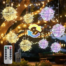 Outdoor Christmas Balls Lights, 4 Pack 184 Globe Lights, Color Changing Strin...
