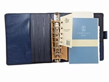 Franklin Quest Navy Ultra Faux Leather Classic Planner Organizer Binder 7~1.5"