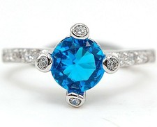 2CT Blue Topaz  Topaz 925 Solid Sterling Silver Ring Jewelry Sz 8 IB2-1