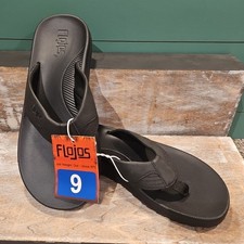 NWT Flojos Men's Jorge 2.0 Faux Leather Arch Support Flip Flops Black Size 9