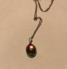 Rainbow or Mood Stone Pendant Necklace vintage with chain