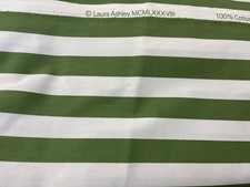 Laura Ashley Vintage Fabric Awning Stripe 100% Cotton Green & Cream 2 Pieces