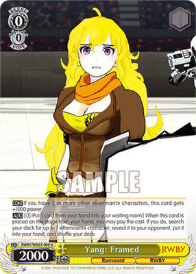 Yang: Framed - RWBY/WX03-008 - U Near Mint Weiss Schwarz RWBY