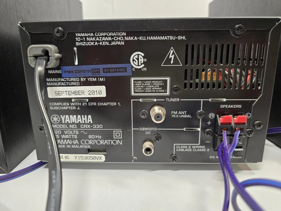 Yamaha CRX-330 Micro Stereo Receiver, FM / CD / USB / iPod Dock, NO Remote - image 3 of 4