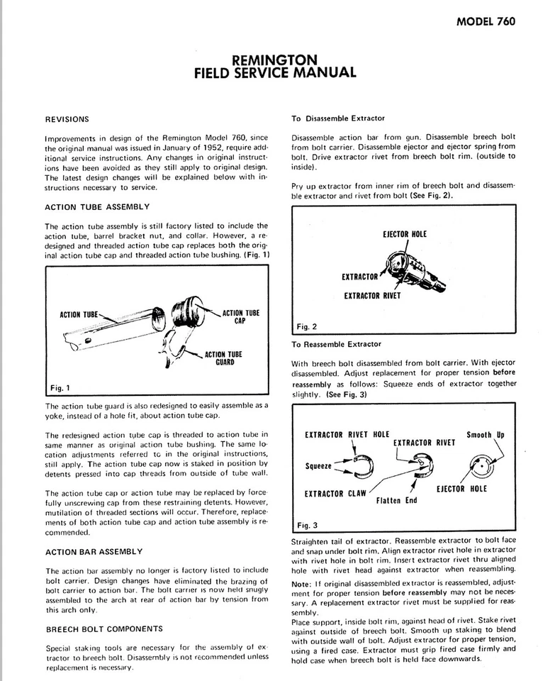 Manual de armero Remington® modelo 760 - Manual de servicio de campo Foto 2 de 3