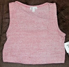 Jenni by Jennifer Moore Womens Fuzzy Knit Crop Top Size:Large,Withered Rose