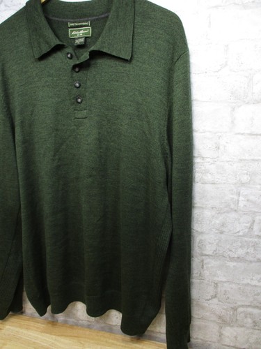 eddie bauer sweater mens XL fine Italian merino wool green pullover - Picture 5 of 11
