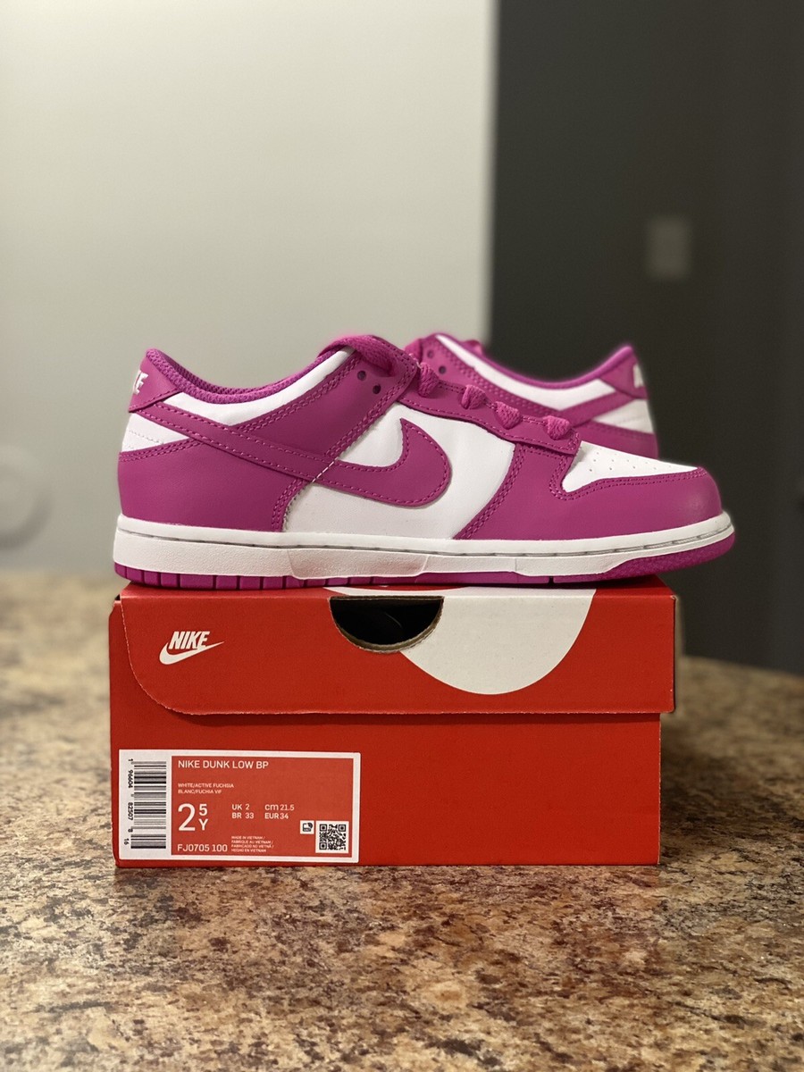 NIKE DUNK LOW (PS) ACTIVE FUCHSIA - FJ0704-100 SIZE 2.5Y / 4W | eBay