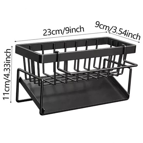 Basket Drain Rack Sink Caddy Sponge Dishcloth Holder Kitchen Storage Organizer - Picture 10 of 17