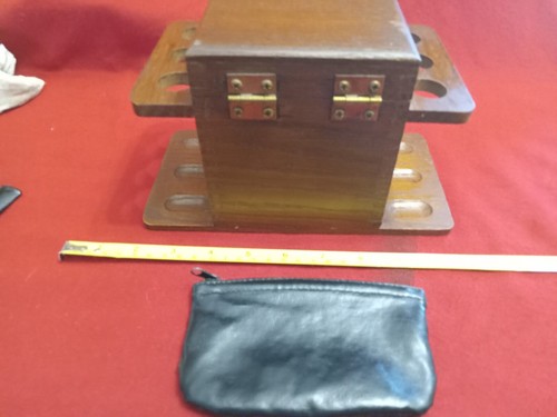 Decatur Tobacco Humidor 6 Pipe Stand Genuine Walnut USA w/6 Pipes Bag & Reamer - Picture 5 of 12