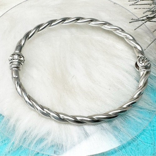 Brighton Shimmer Crystal Starter Add a Charm Hinged Bangle Bracelet Silver Plate - Picture 2 of 5