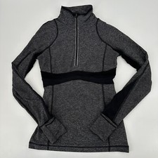 Lululemon Jacket Size 6 Run Full Tilt Half Zip Pullover Gray Black Sweater Soft