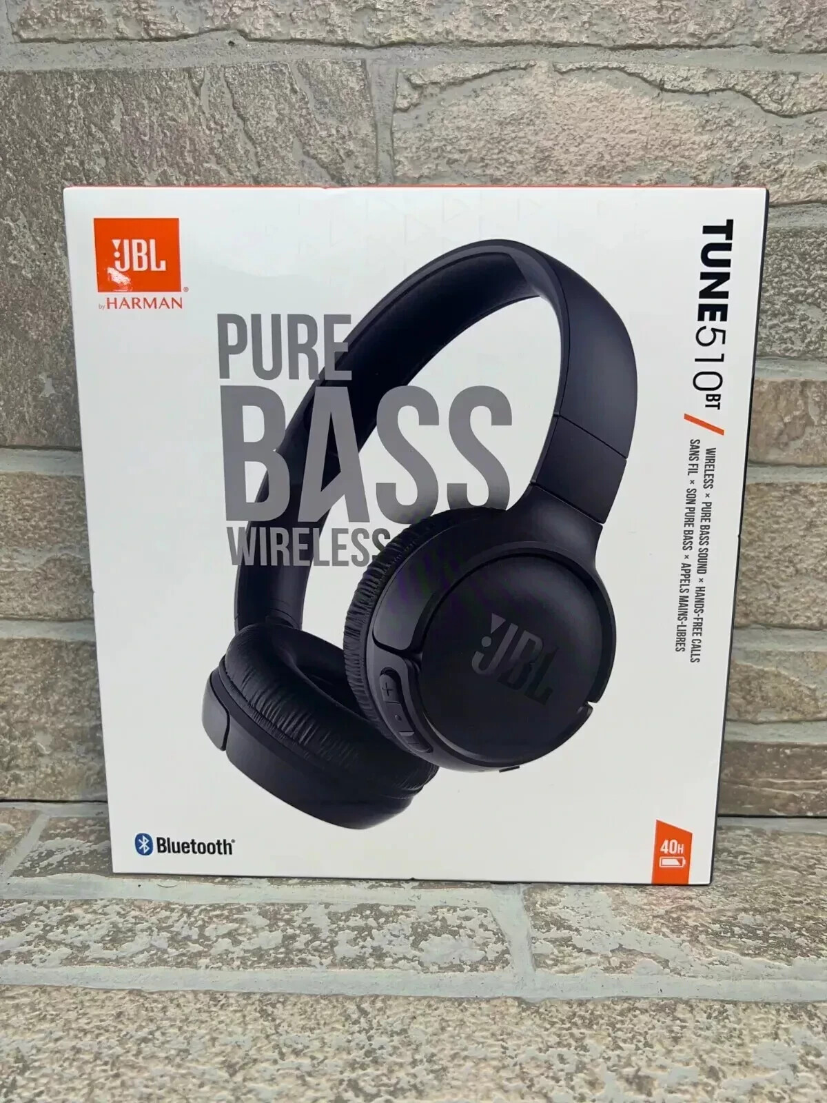 JBL T510BT Wireless Over-Ear Headphones with Bluetooth in Black-image