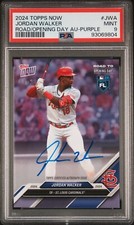 Jordan Walker Auto 2024 Topps Now Road to Opening Day Purlple # /25 PSA 9