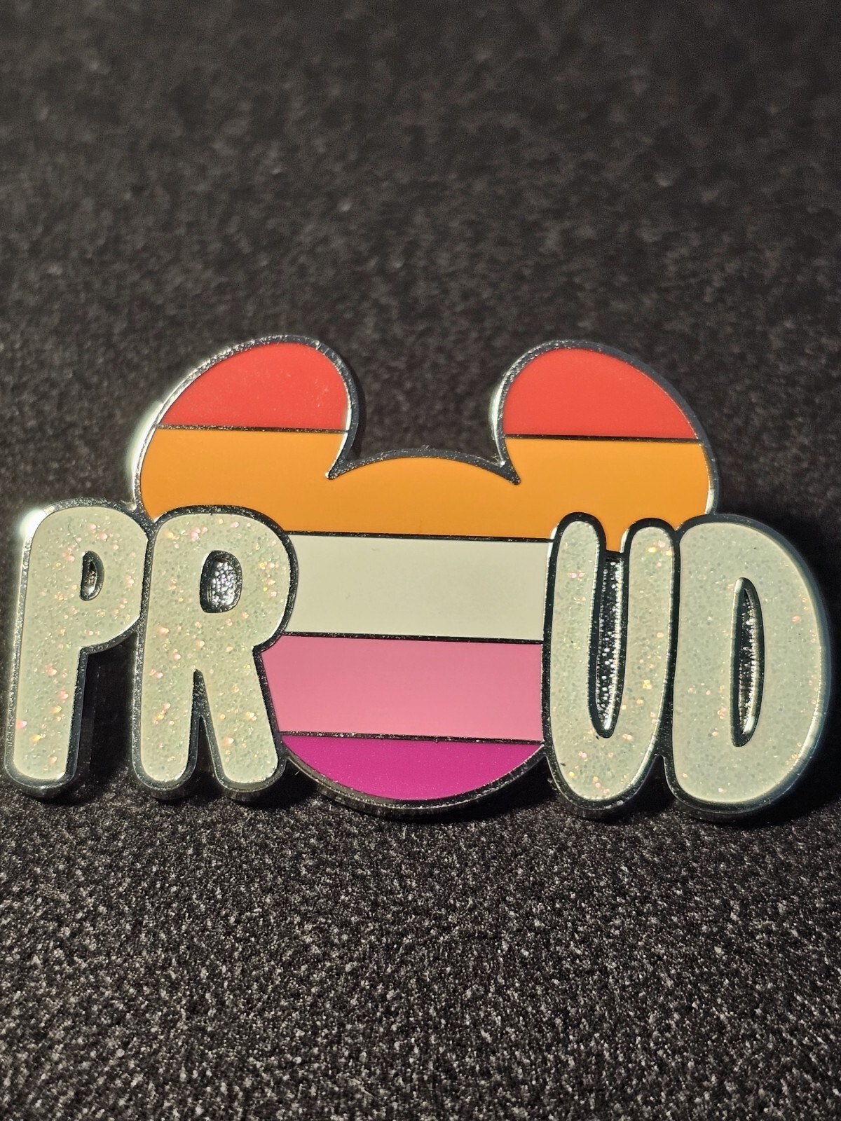 Disney Proud Pin Red, Orange, White and Pink Rainbow Pride Mickey Head (3)