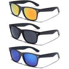 Carbon Fiber Frame Print Retro Vintage Square Sunglasses Men Mirror Lens New