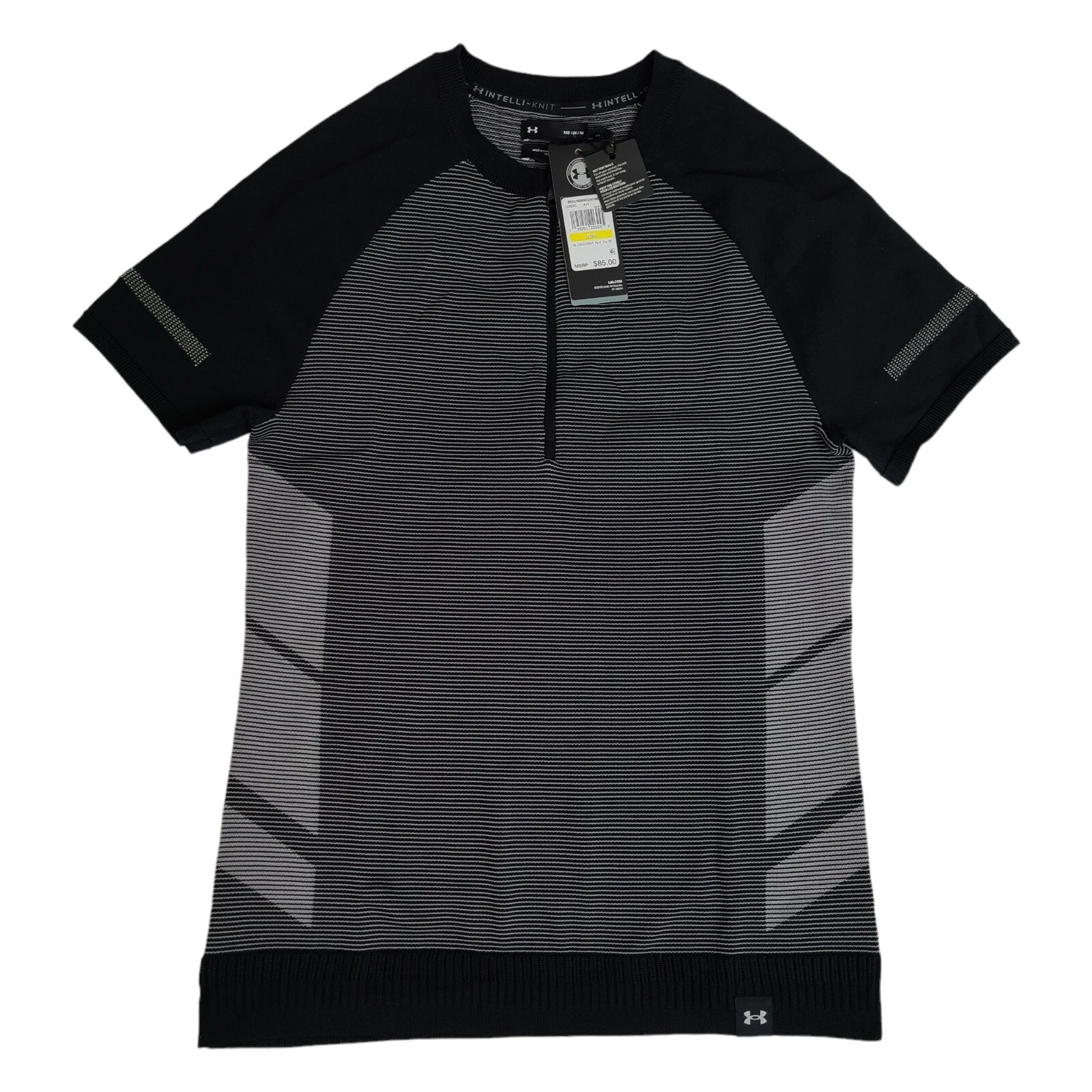 Under Armour UA Mens Medium 1/4 Zip IntelliKnit Short Sleeve Shirt 1366503 Black