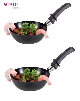 WOK-Mini Pfännchen 2 er Set Ø 12cm Nouvel für Raclettegeräte + Tischgrill's