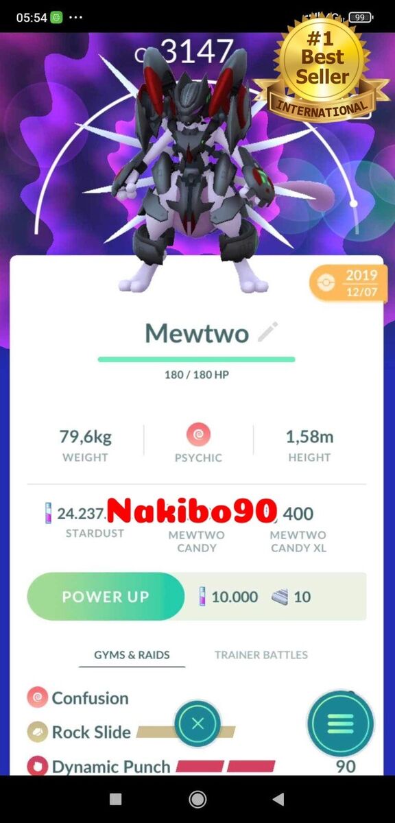 Pokémon Go - Armored Mewtwo Level 40 - 3 Moveset Master League Trade 1Mil  Dust