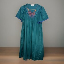 Vtg 2 Piece VANITY FAIR Floral Appliqu  Nightgown Lounge Robe Set M / L