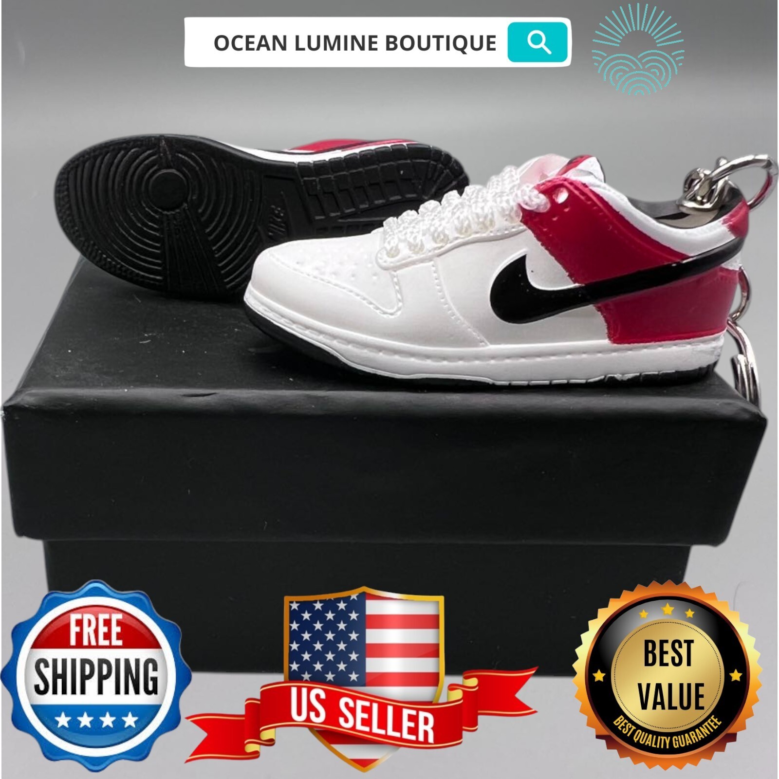 SB DUNK 3D Mini Sneaker Keychain, Jordan Sneaker Collectible, Box Options