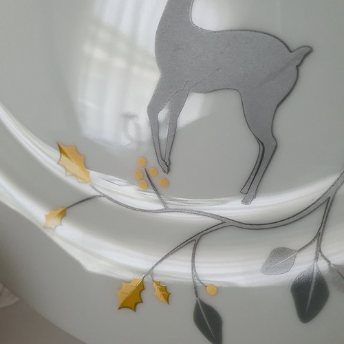 Pottery Barn Luxe Caribou 9" Plate Silver & Gold Holiday - Picture 6 of 8