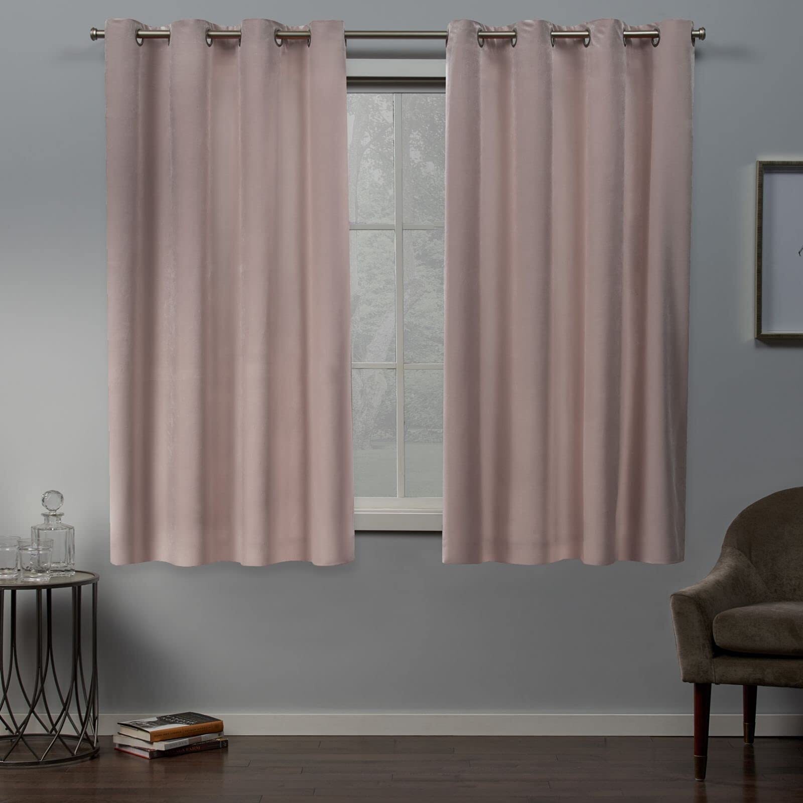 Heavyweight Velvet Light Filtering Grommet Curtain Panel Pair for Home