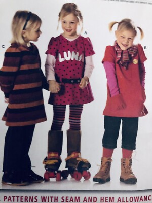 Burda Easy 9565 Girls' Knit Dress Tunic Semi-Fitted 3 Styles Lengths SZ 4-10