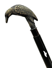 Handmade antique Finish Brass Raven walking stick Black wooden walking cane