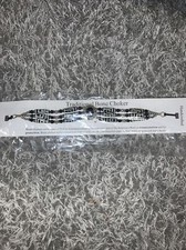BLACK & WHITE BONE  BEADED GLASS & METAL BEADS HATBAND OR CHOKER FREE SHIP USA