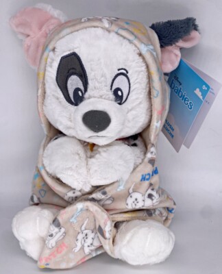 Disney Babies Patch 101 Dalmatians Baby 10'' Plush Blanket Hooded Pouch 2023