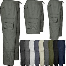 Mens Elasticated Waist 3 in 1 Zip Off Trousers Cargo Work Pants Bottoms M-4XL